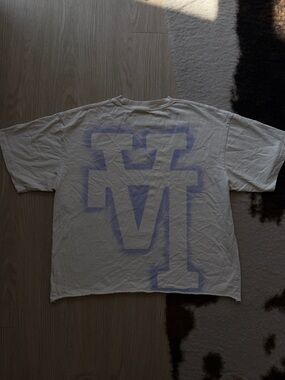 Men's Oversized Cream Graphic T-Shirt with Lavender LA Logo